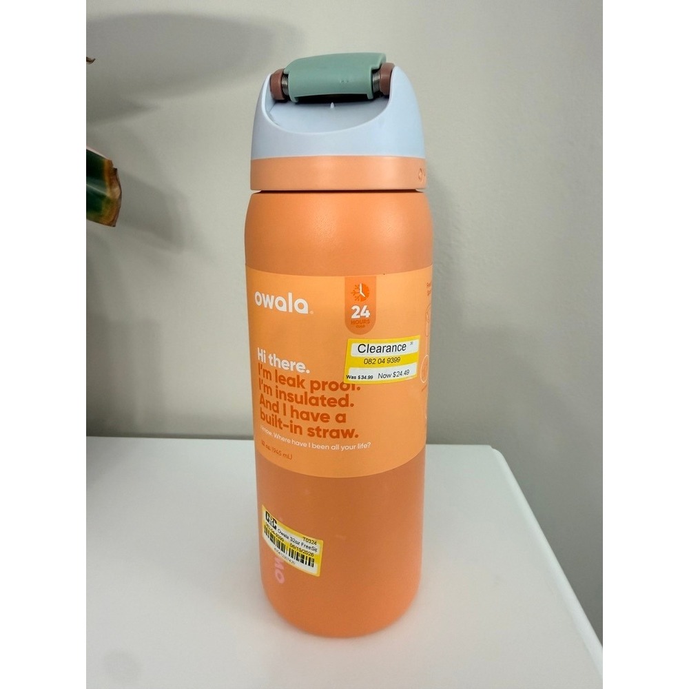 Owala FreeSip Water Bottle Unisex 32oz Orange Insulated Stainless Steel NWT